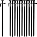 Lawei 12 Pack Tent Stakes, 12 Inch Heavy Duty Forged Steel Tent Pegs, Metal Camping Tarp Pegs Stakes for Outdoor Camping Canopy Trip, Unbreakable and Inflexible, Black
