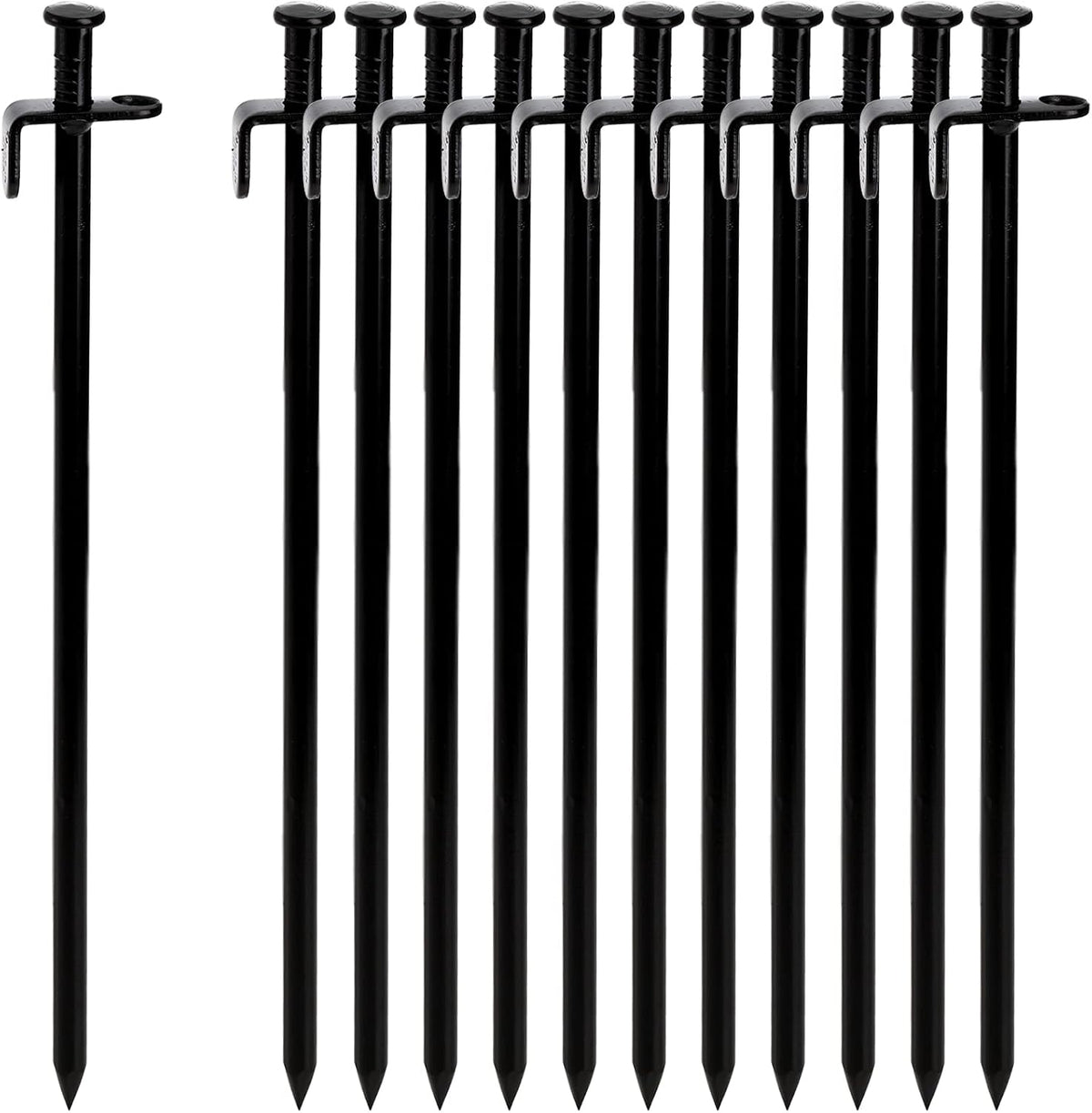 Lawei 12 Pack Tent Stakes, 12 Inch Heavy Duty Forged Steel Tent Pegs, Metal Camping Tarp Pegs Stakes for Outdoor Camping Canopy Trip, Unbreakable and Inflexible, Black