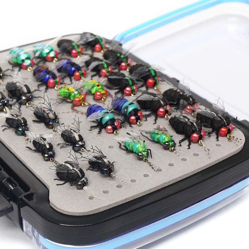 Fly Fishing Flies Collection 69/38 Realistic Flies Dry Wet Nymph Streamers Fly Assortment with Fly Box Flyfishing Lures Kits for Trout Bass Pike Salmon Flys (Ultimate Realistic FlySelection 60 Pcs)……