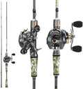 Sougayilang Baitcaster Combo for Freshwater and Inshore, 2 Piece 30Ton+24Ton Graphite Fishing Rod with SuperPolymer Handle, 7.0:1 Gear Ratio Baitcasting Reel, 11+1 Bearings, S Style Hook Keeper