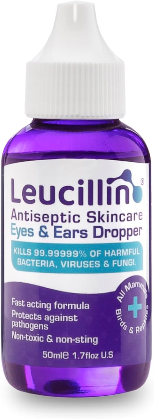 Leucillin Natural Antiseptic Dropper for Dogs, Soothes Itchy Skin and Promotes Healing, Effective Treatment for Dogs, Wound and Skin Care Solution for Pets, First Aid Kit Essential - 50ml