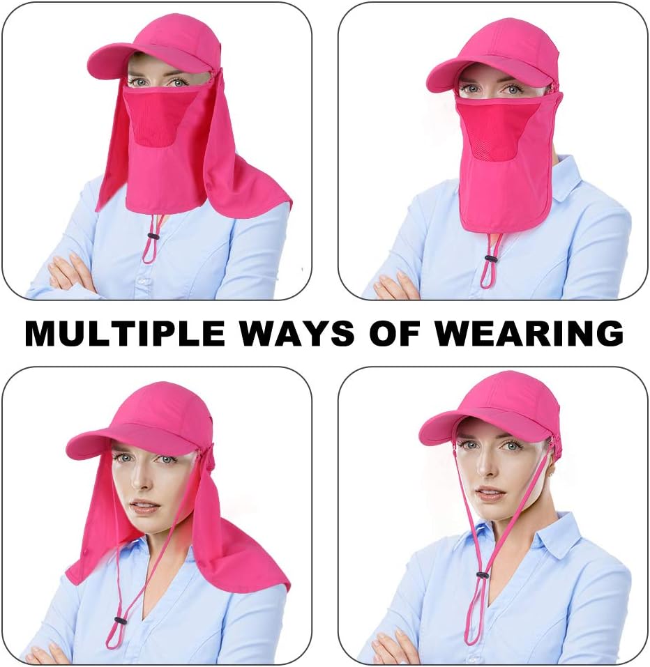 CRISTGEE Foldable Sun Cap, Fishing Hats, UPF 50+ Protection Caps with Face Mask Neck Flap
