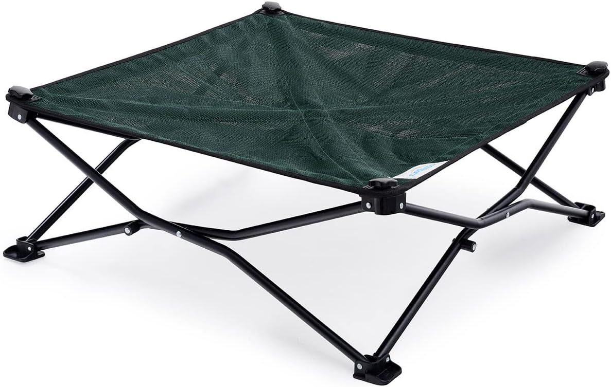 Coolaroo On-The-Go Elevated Dog Bed - Foldable Pop-Up Travel Dog Bed with Breathable, Moisture-Resistant Fabric, Carry Bag Included, Lightweight & Portable, Brunswick Green, Medium