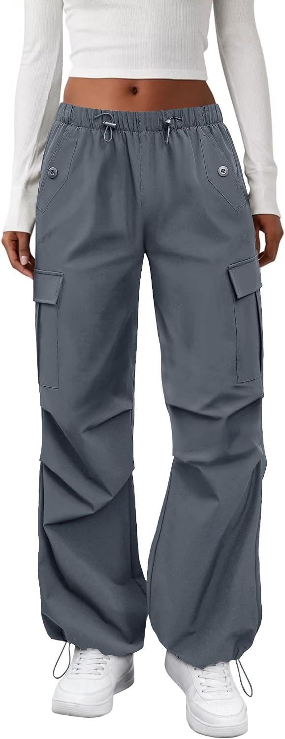 COPYLEAF Cargo Pants Women Parachute Baggy Hiking Pants with Pockets Travel