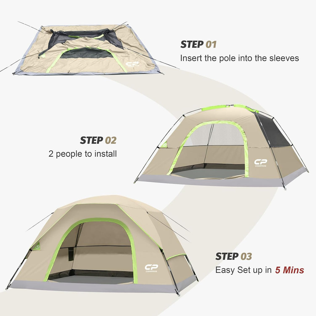 CAMPROS CP Tents for Camping 2/4/6 Person, Waterproof Windproof Dome Tent