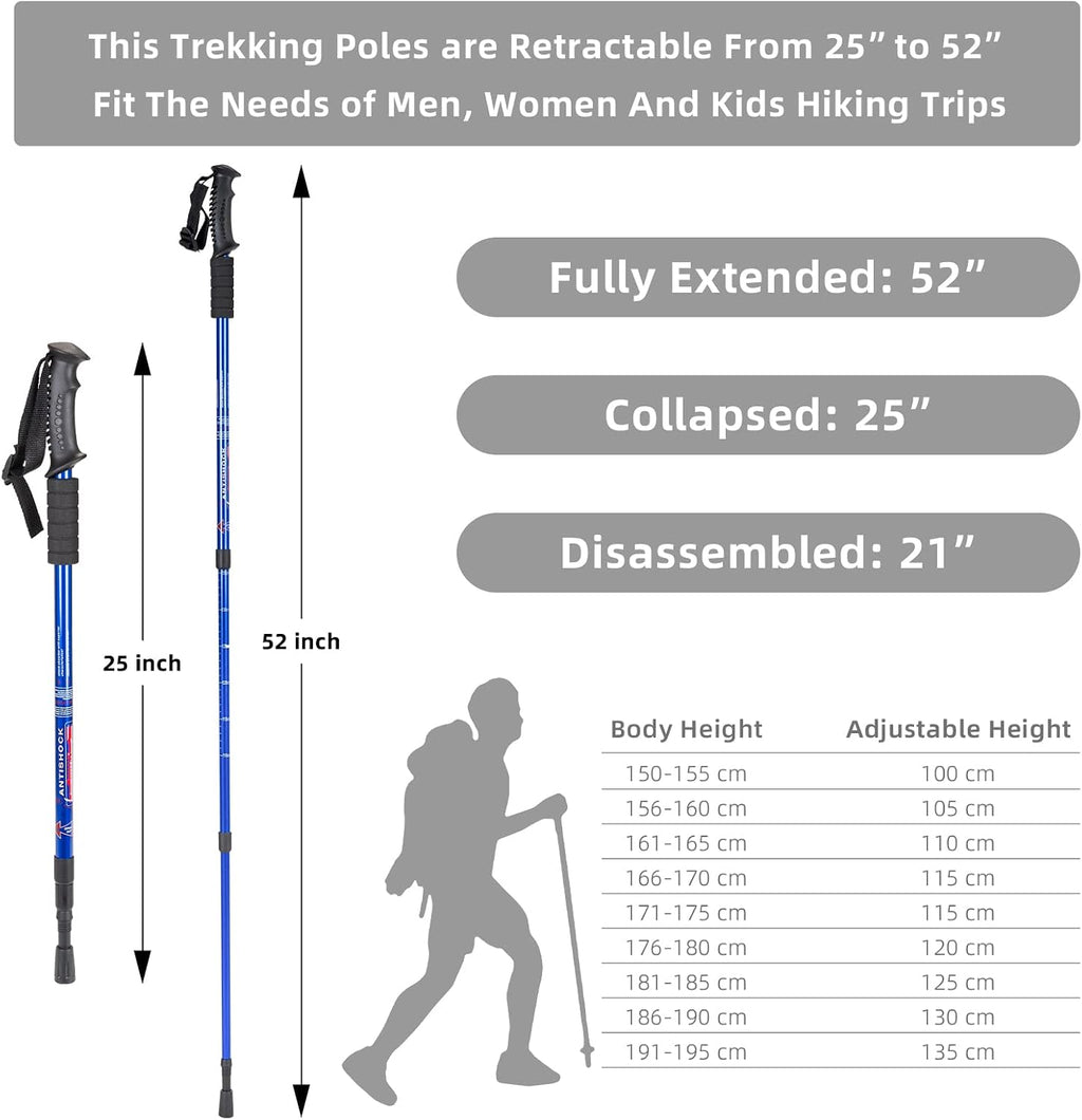 Aihoye Hiking Trekking Poles, 2 Pack Walking Hiking Sticks for Men &Women