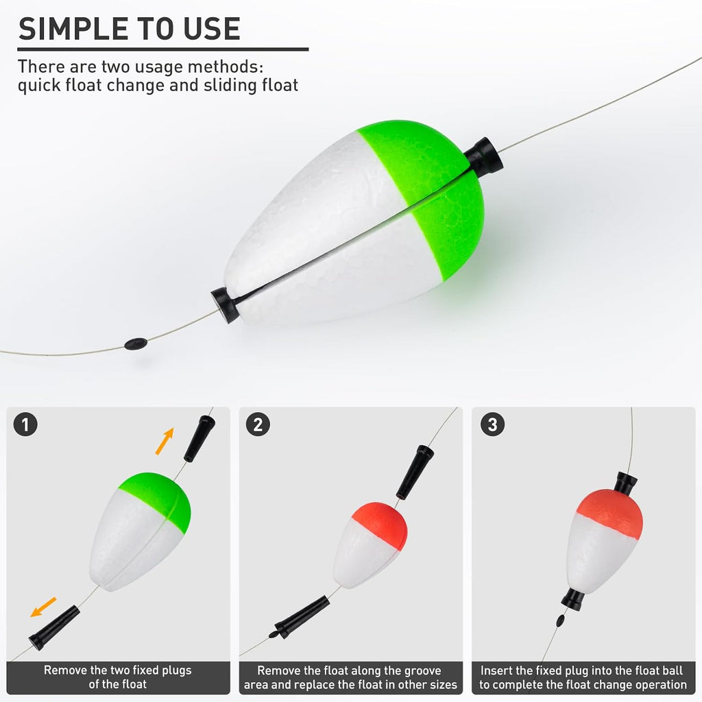 THKFISH Peg Floats Slotted 12PCS Catfish Fishing Floats Foam Slip Bobbers for Fishing Santee Rig Crappie Panfish Bass Trout, 1.2in 2in