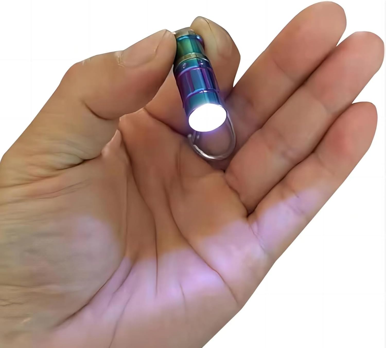 e1 Smallest Keychain Flashlight Tiny Micro Mini Key Ring Light Bright Long Lifetime Waterproof for Everyday EDC Emergency Dog Walking Sleeping Reading Nice Gift (Colorful Stainless Steel)
