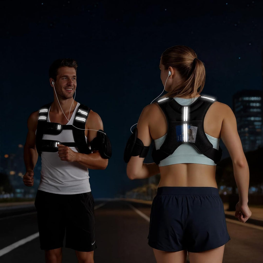 VEVOR Weighted Vest, 6lbs/8lbs/10lbs/25lbs Body Weight Vest for Men Women, with Reflective Stripe, Adjustable Buckle, Workout Equipment for Strength Training, Running, Jogging, Fitness, Muscle Building, Weight Loss