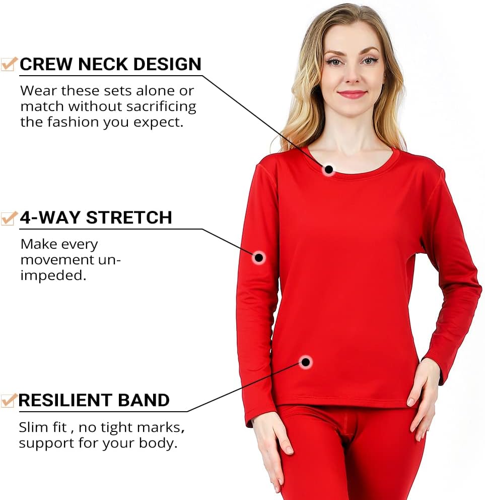 Women's Thermal Underwear Base Layer with Fleece Lined Winter Cold Weather