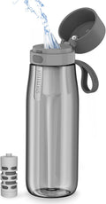 PHILIPS Filtered Water Bottle, BPA-Free Tritan, Travel Portable 22oz Grey