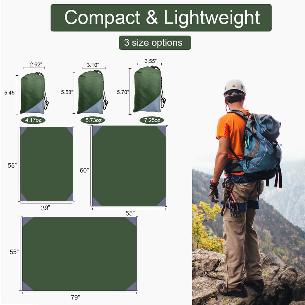 Pocket Picnic Blanket, Compact Lightweight Tarp for Camping
