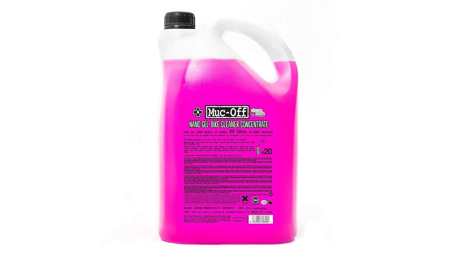 Muc-Off Nano Tech Bike Cleaner Concentrate 1L + 5 Brush Set | Powerful Eco-Friendly Bike and Motorcycle Cleaner | Safe on Carbon Fibre | Biodegradable Formula and Refill-Friendly