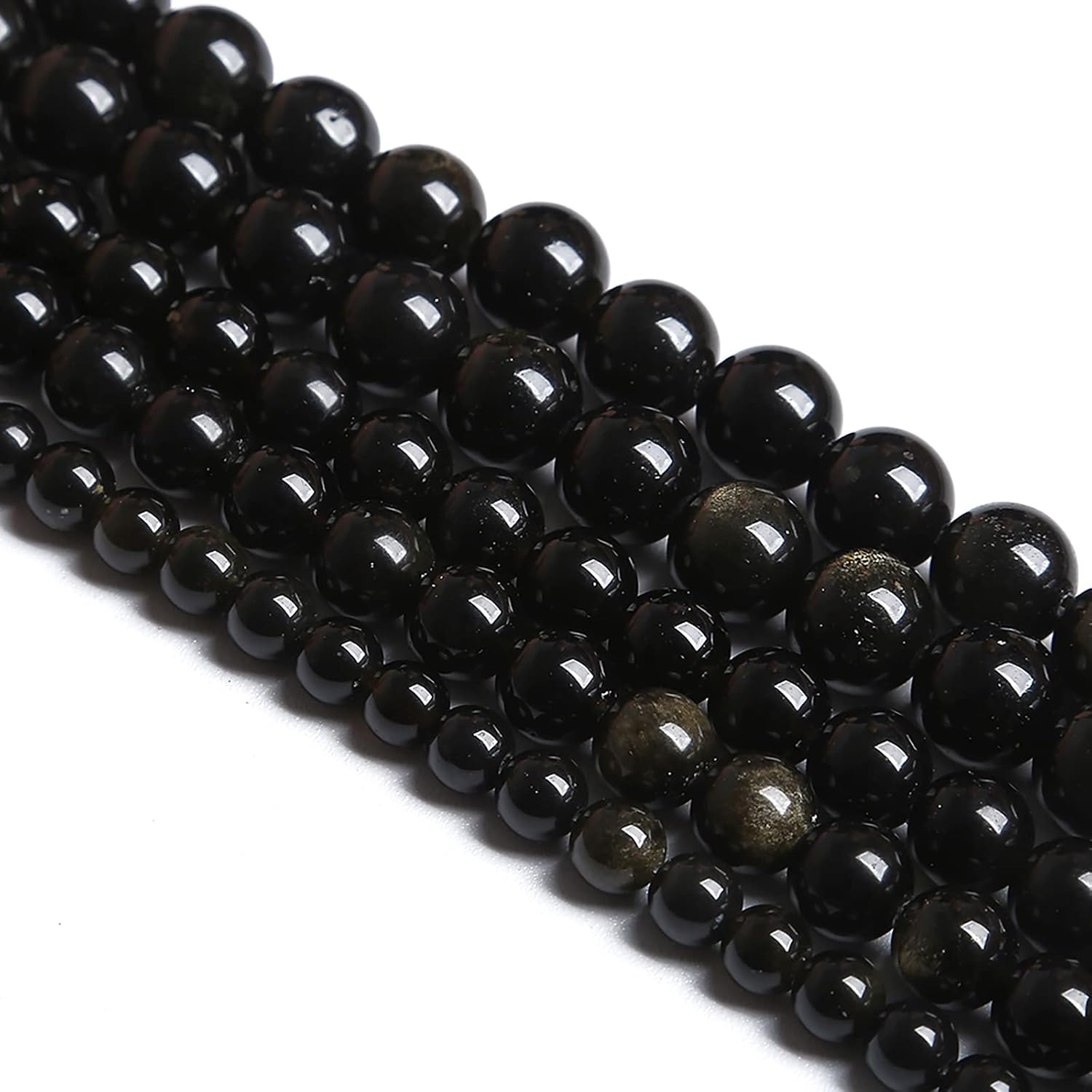 6MM 60PCS Natural Stone Golden Obsidian Loose Spacer Beads for Jewelry Making DIY Bracelet