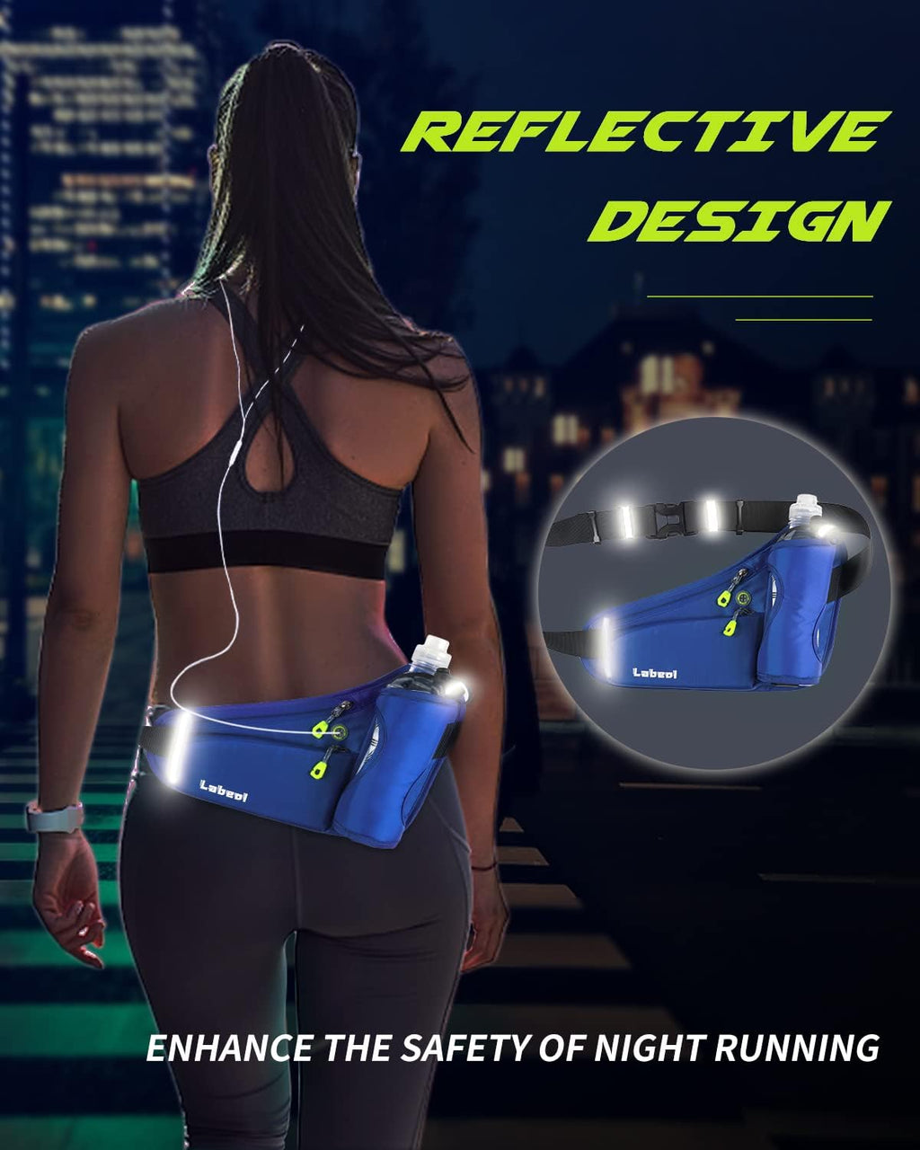 Labeol Running Belt, Waterproof Hydration Belt with Water Bottle Holder