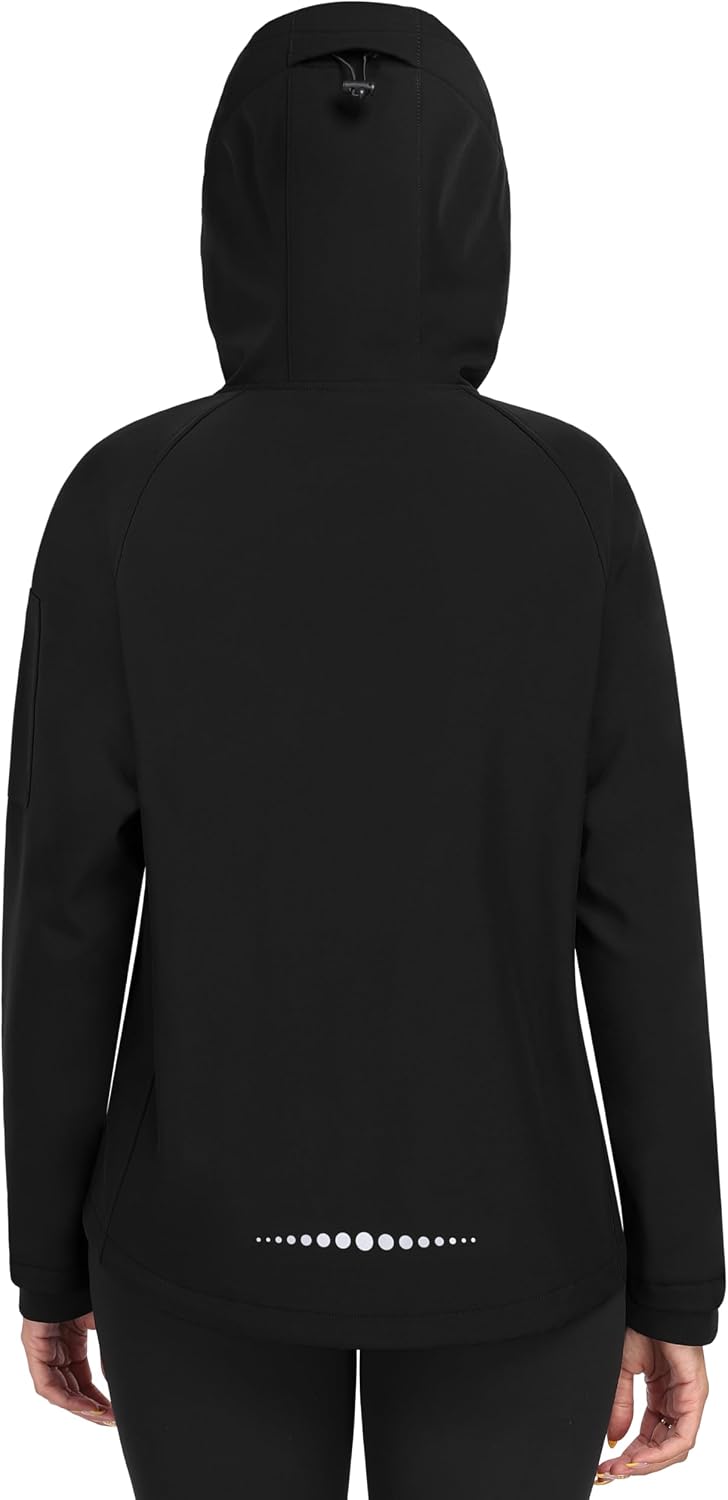 MoFiz Women's Softshell Jacket Waterproof Hooded Fleece Lined Rain Coat