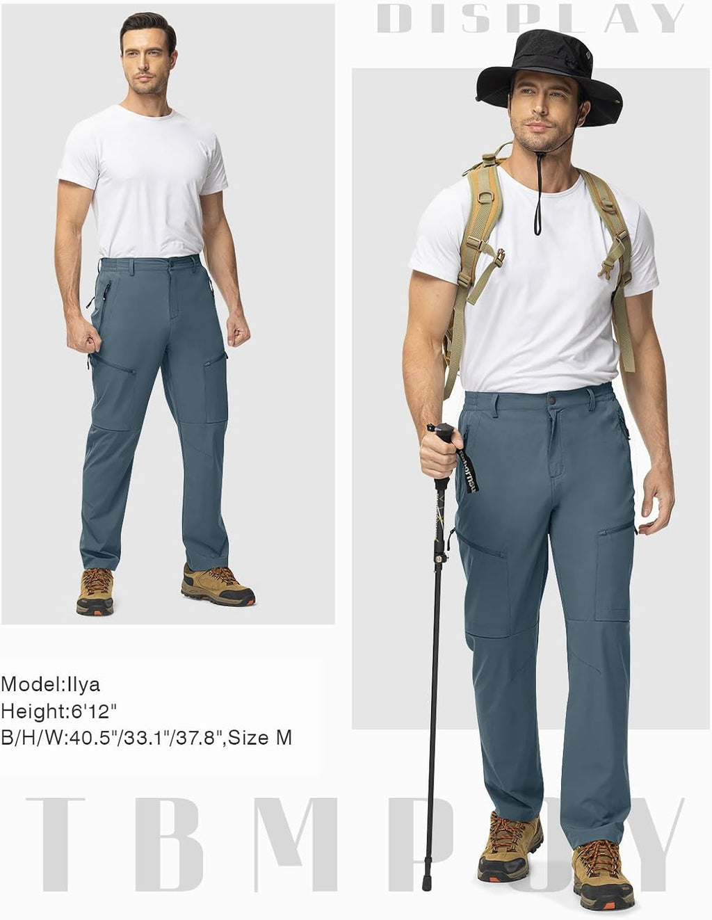 TBMPOY Mens Hiking Pants Lightweight Water Resistant Travel Outdoor Fishing