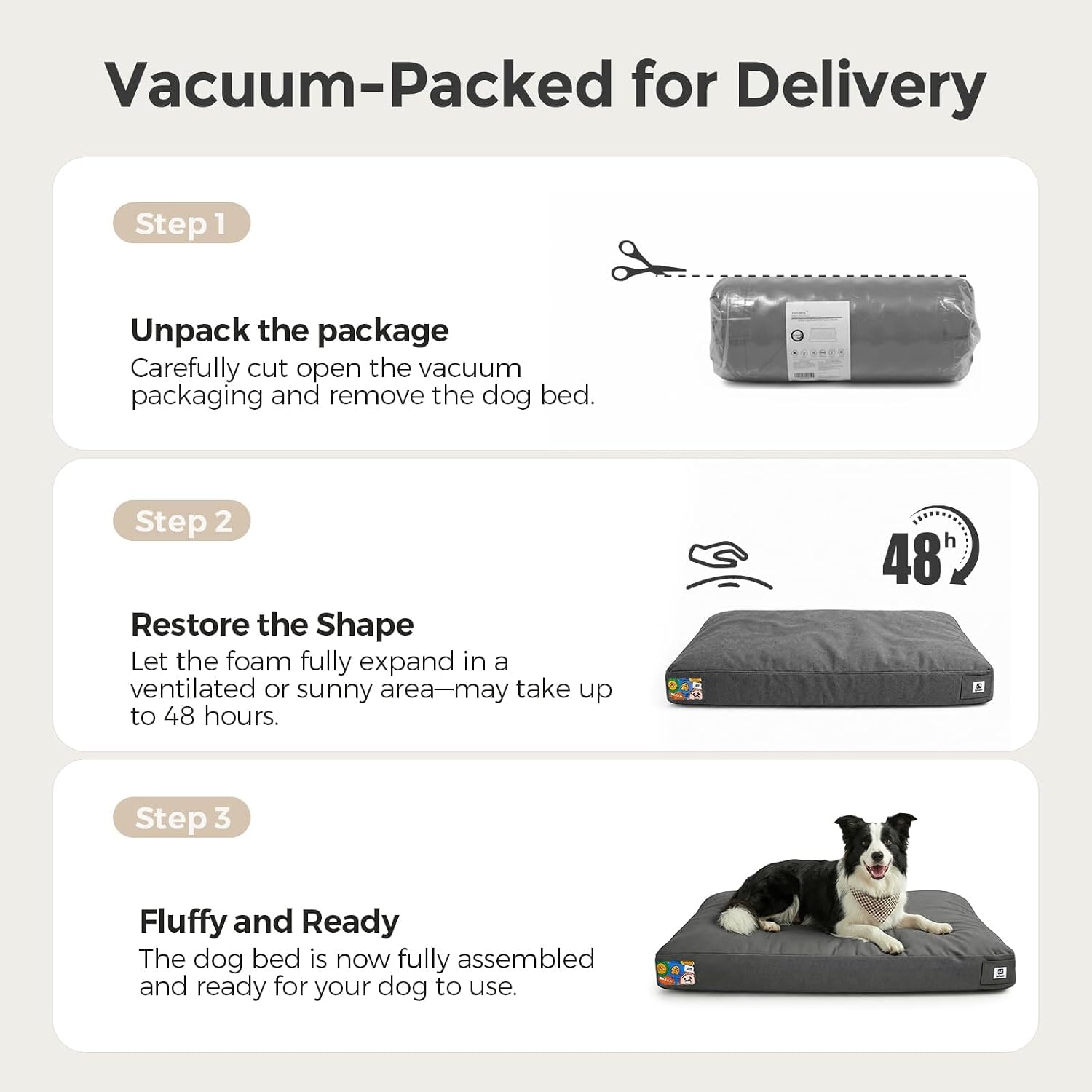 Sytopia 42 Inch Indestructible Dog Bed for Extra Large Dogs, Durable Canvas Chew Proof Dog Bed with Waterproof Machine Washable Removable Cover, Indoor Outdoor Patio Pet Pad for Crate, Dark Grey