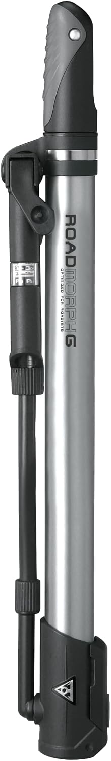 Topeak Road Morph Bike Pump – Portable Mini Floor Pump with Gauge, Fits Presta, Schrader & Dunlop Valves, 140 PSI Max, Aluminum Barrel, Fold-Out Foot Pad, Flexible Hose & Mount Bracket, Lightweight