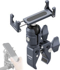 Motorcycle Phone Mount, Handlebar Clamp Base Fits 0.5"-2" Diameter Bars, 25mm Ball Head & Aluminum Socket Arm, 360° Rotatable, Universal for iPhone/Android Phones Width 2.56"-3.74"(KPS-07)