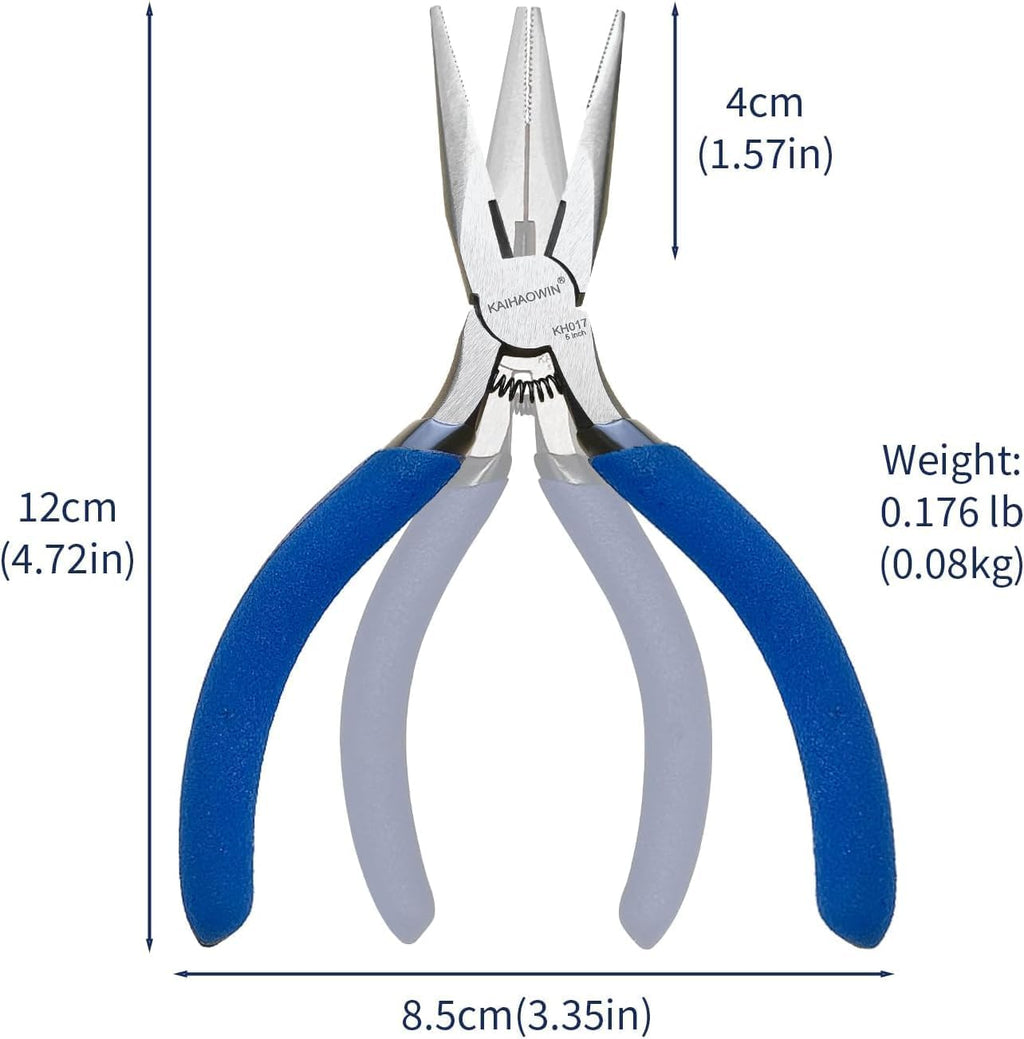 KAIHAOWIN 5" Mini Needle Nose Pliers - 10 Pack, Small Precision Pliers Set for Jewelry Making & Crafts, Spring Loaded Long Nose Pliers with Wire Cutter, Rustless High Carbon Steel for Bulk Projects