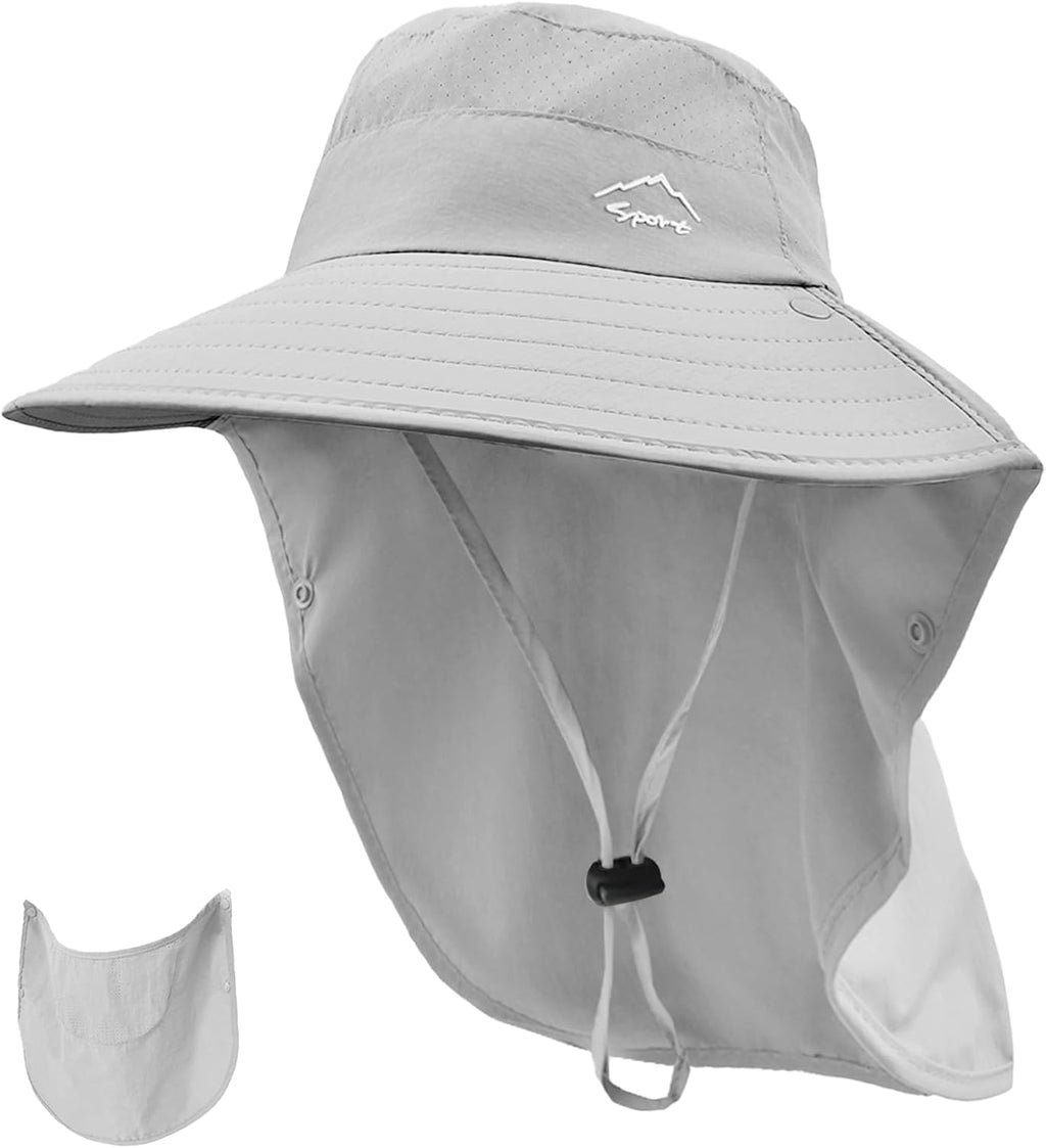 Rosoz Sun Hat for Men Women with Neck Flap& Removable Face Cover Wide Brim