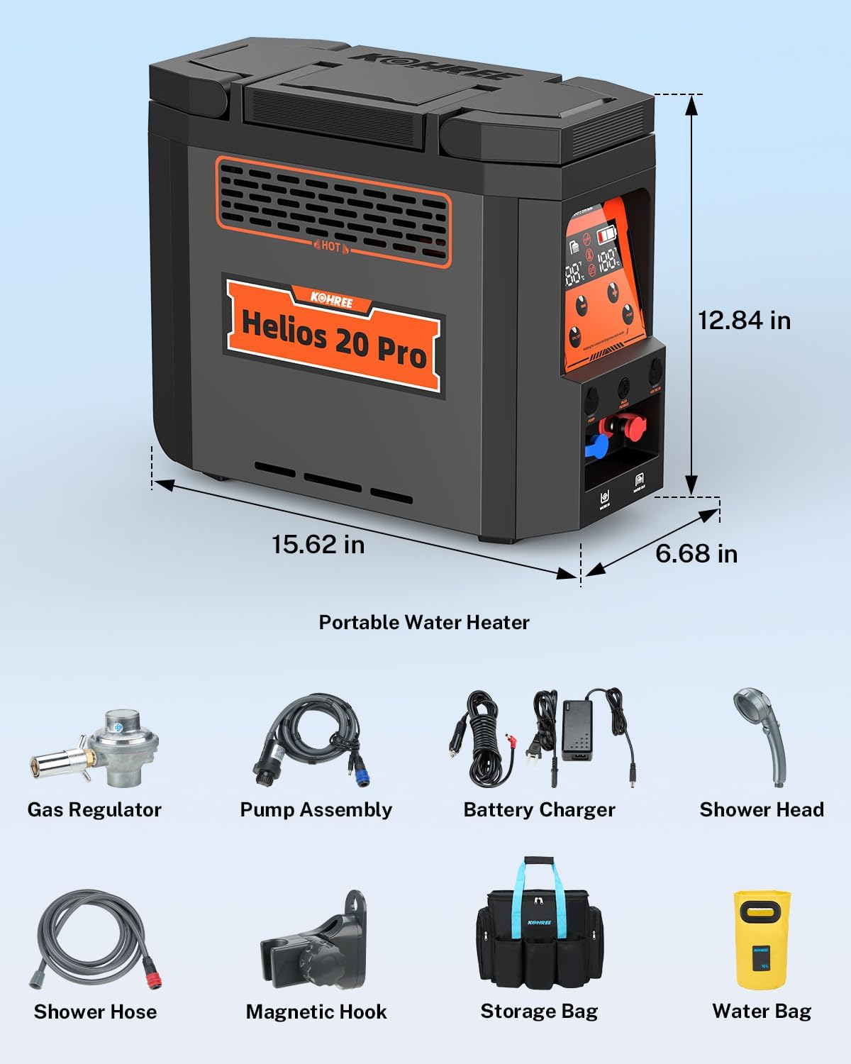 Kohree Helios 20 Pro, Portable Water Heater for Outdoor Camping