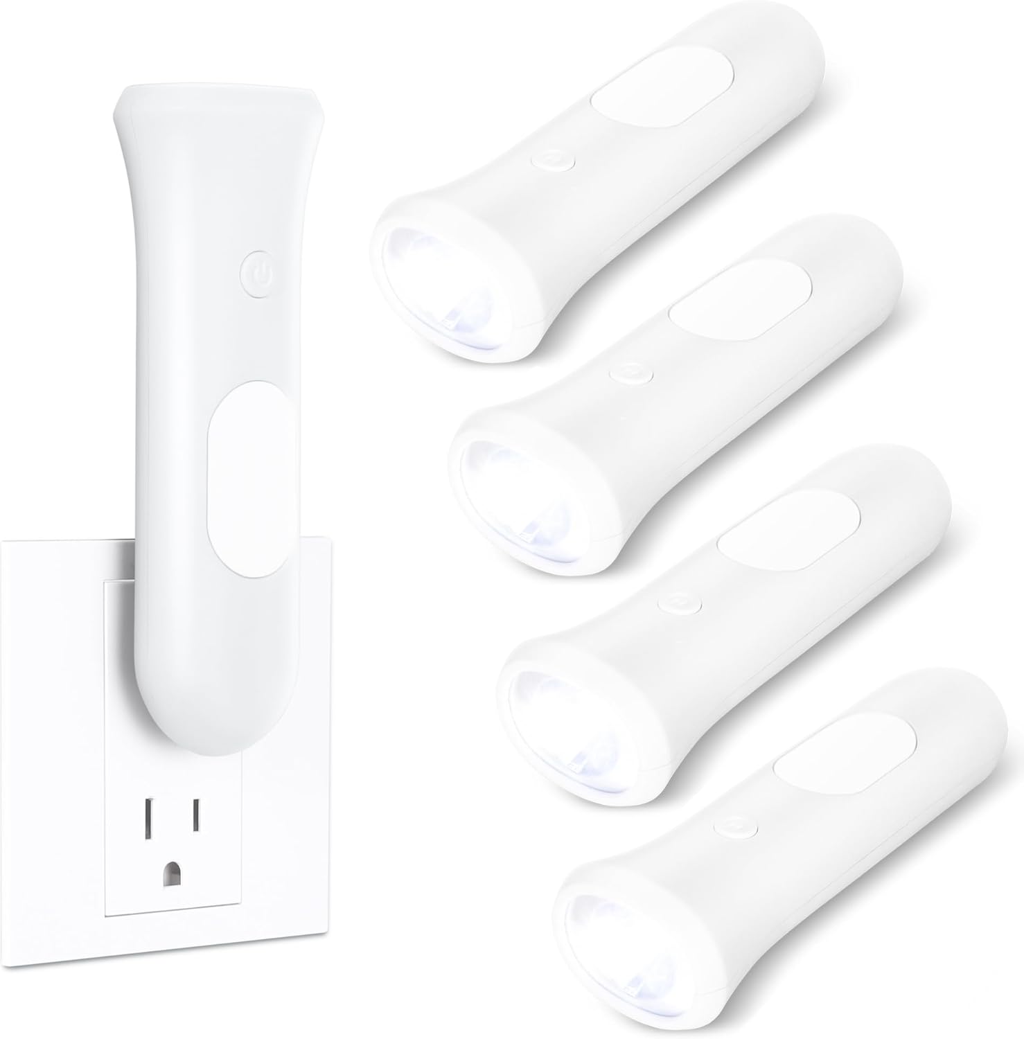 ROSSEX 4 in 1 Emergency Lights for Home Power Failure, 2 Pcs Rechargeable LED Flashlight Plug in Wall, Automatic Turn-On Power Outage Night Light Flashlight for Hurricane Preparedness Items