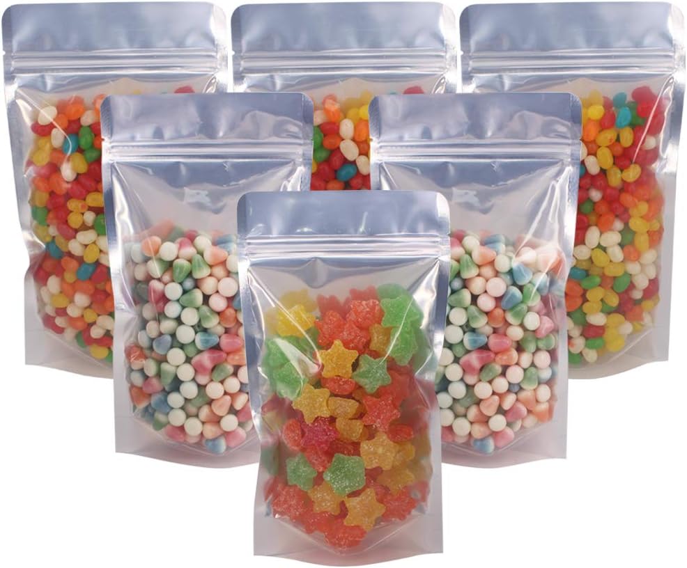 100 Pack 5.5 x 10 Inch Stand Up Pouch Bags Zipper Mylar Bags