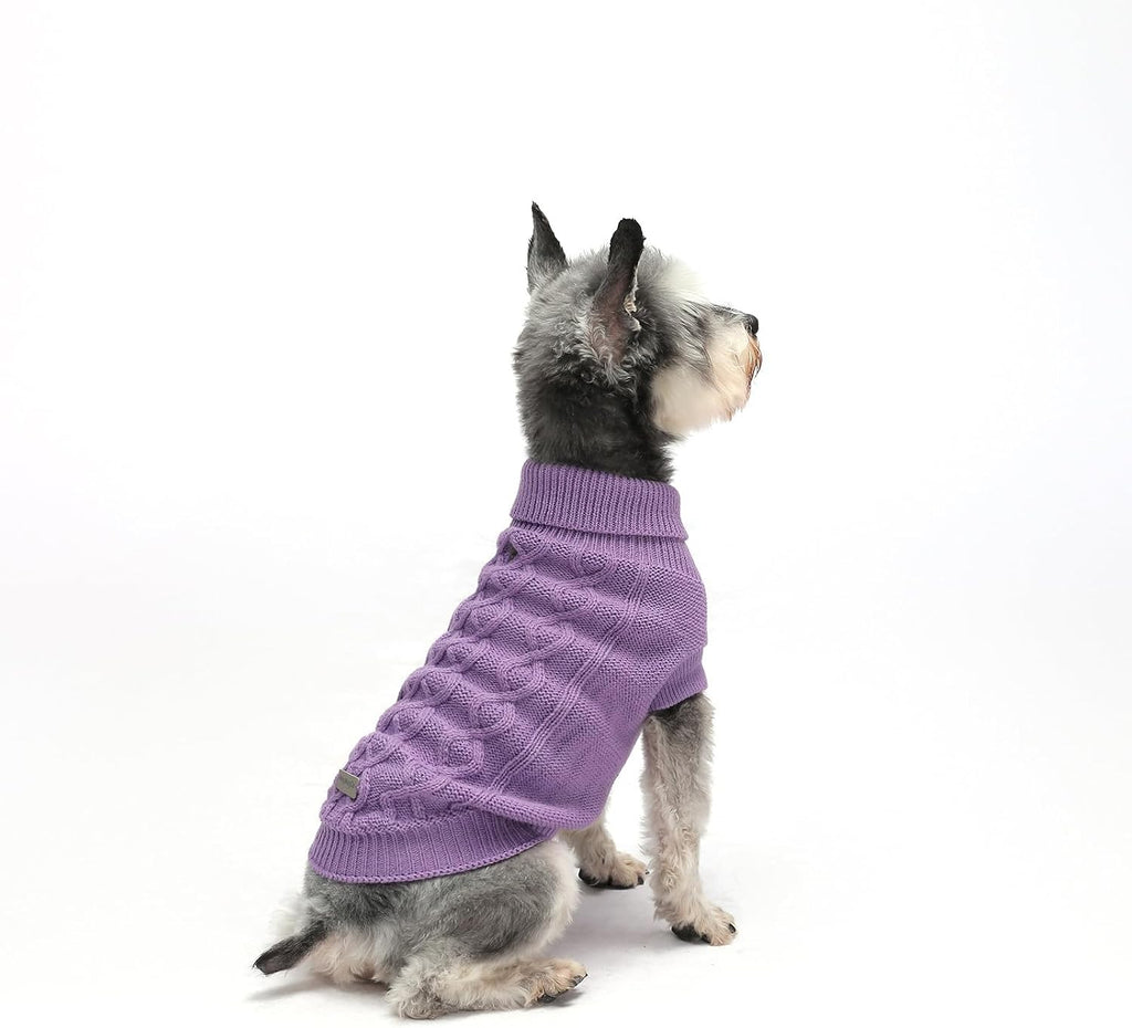 Small Dog Sweaters, Soft Knit Cold Weather Turtleneck Dog Clothes, Lightweight Warm Puppy Sweater for Chihuahua, Dachshund, Shih Tzu, Yorkie (Purple, M)
