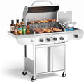 Electactic G41 Pro Gas Grill,Heavy-Duty Stainless Steel BBQ Grill,4 Burner Gas Grill with Side Burner,42000 BTU Propane Grill for Outdoor Cooking,Barbecue,Garden and Patio Backyard