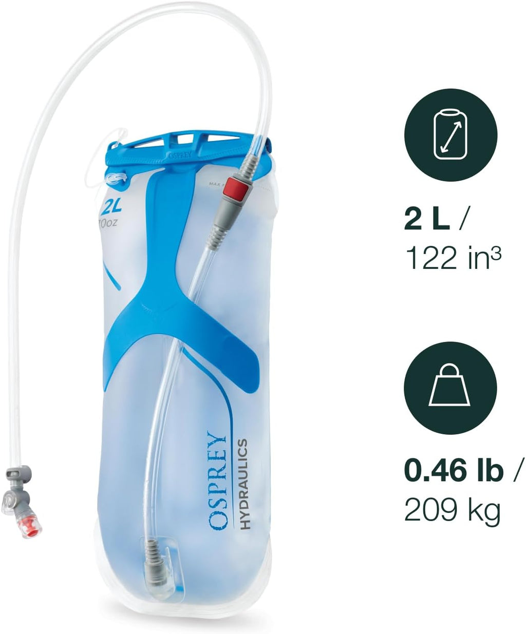 Osprey Hydraulics Backpack Water Reservoir with Bite Valve - BPA-Free, Leakproof Hydration Bladder with QuickConnect and Slide-Seal - Compatible with Most Hiking and Biking Packs