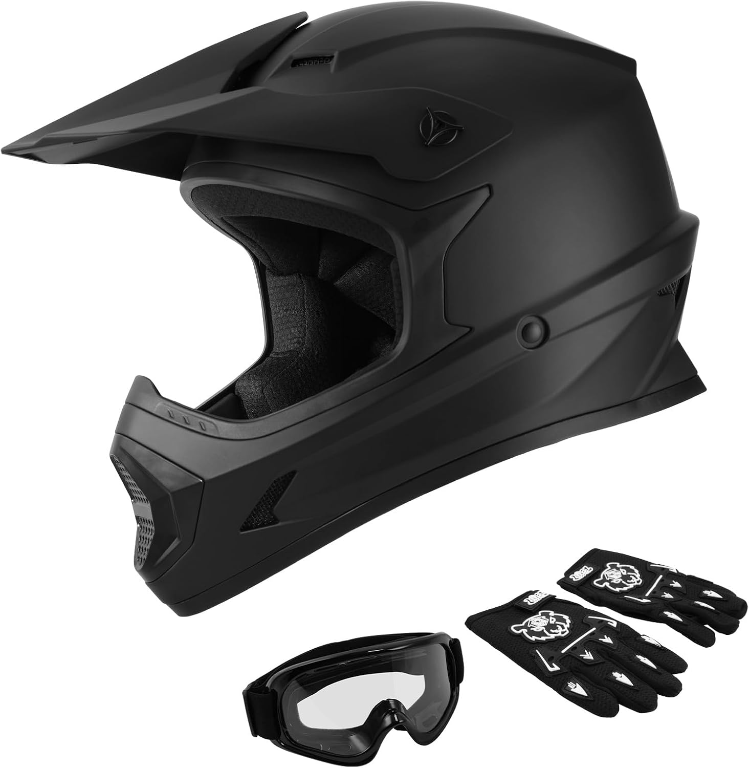 SLMOTO Toddler Full Face Helmet Matte Black Dirt Bike ATV DOT Approved