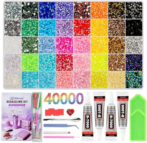 40,000-Piece Bedazzling Kit, 40 Colors, 3mm Jelly AB Resin Rhinestones