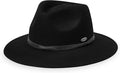 Wallaroo Hat Company Women’s Petite Aspen Fedora – UPF 50+ Sun Protection, 100% Wool Felt, Adjustable, Packable, Black, Small
