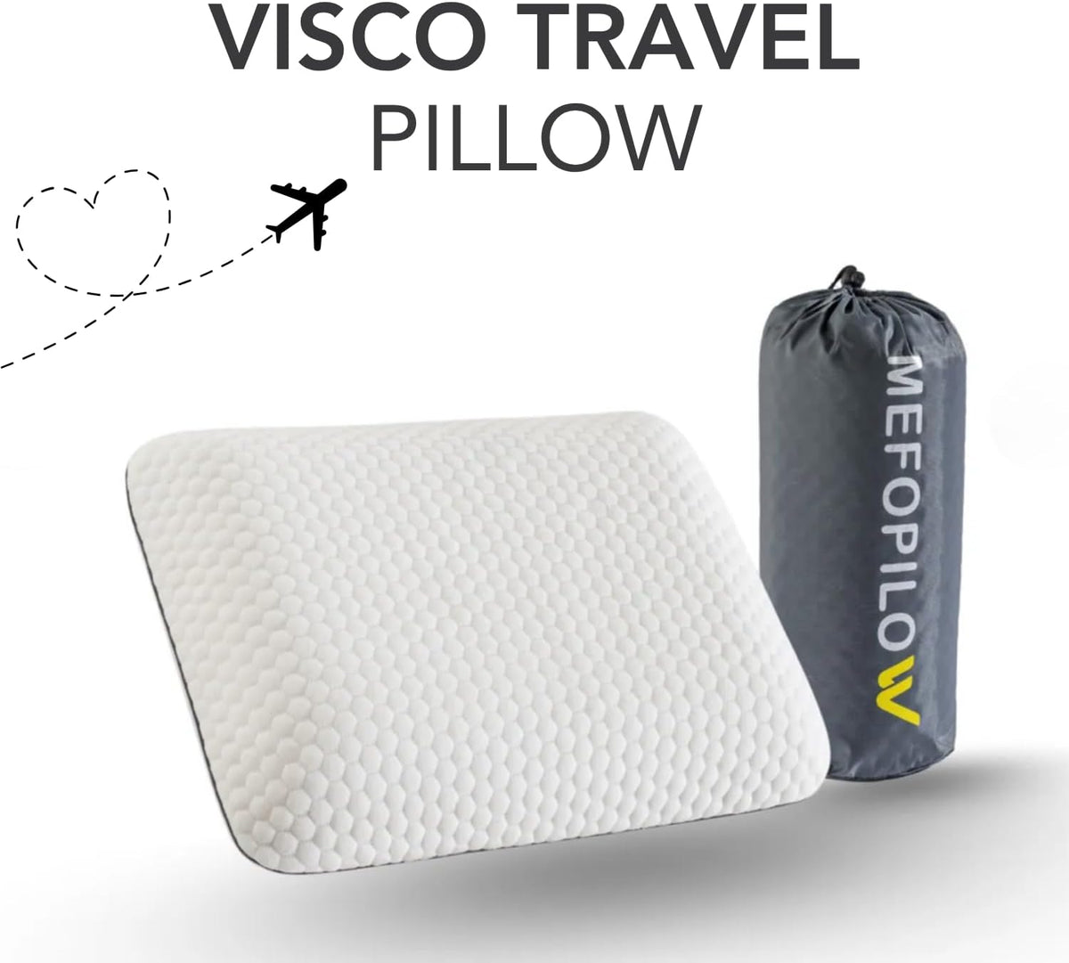 Travel Memory Foam Pillow for Sleeping, Comfortable Camping Pillow, 15.75x11.81x3.94 inches, Easy to Carry Portable Bag, Soft, Breathable, Washable Pillowcase