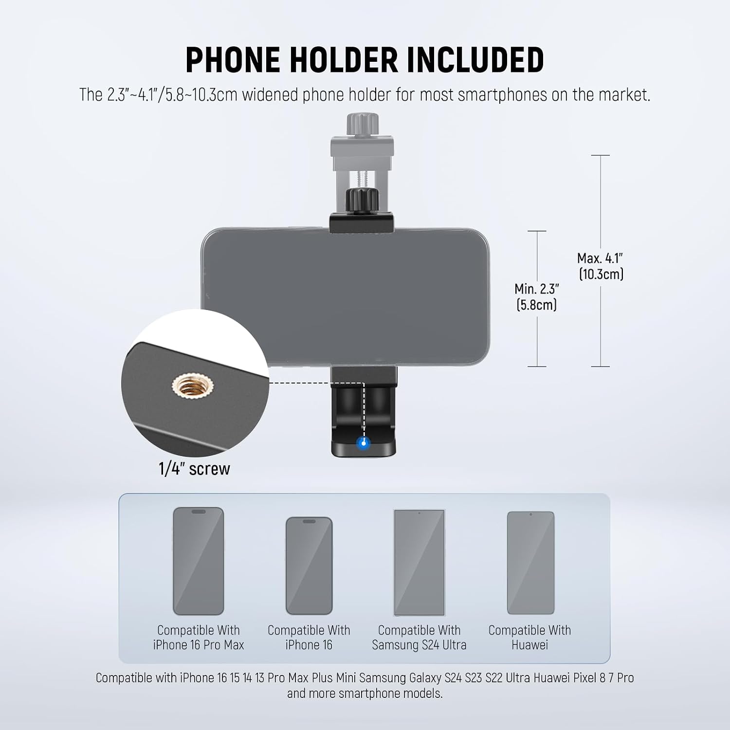 NEEWER Basic Phone Tripod for iPhone & Camera w/Remote & Phone Holder, 66" Metal Selfie Stick Travel Vlog Cell Phone Stand, Portable Camera Cellphone Holder Mount for Video Recording Filming, TS03