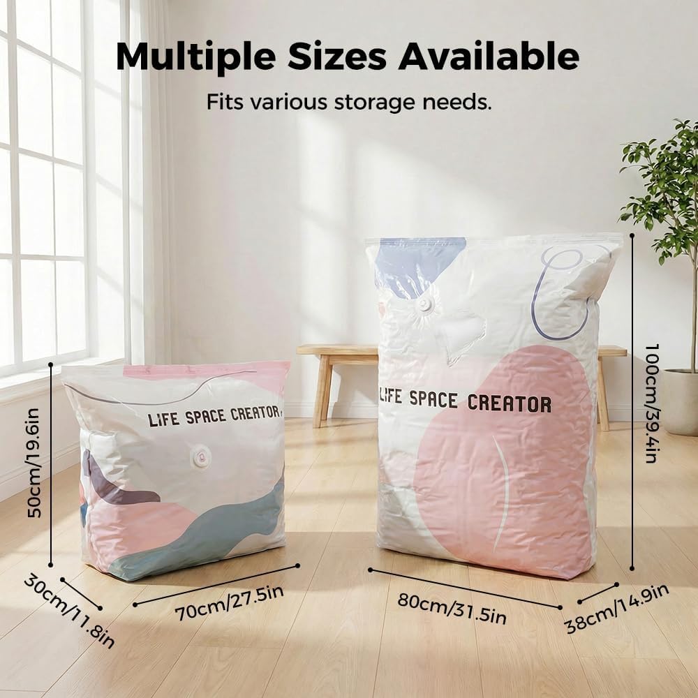 No-Pump Vacuum Storage Bags 2026 Cube Compression Space Saver Bags - Upgrade Large Storage Compression Bags No-Pump 3D Vacuum Storage Bags for Clothes, Comforters, Blankets (31 * 39in-3ps)
