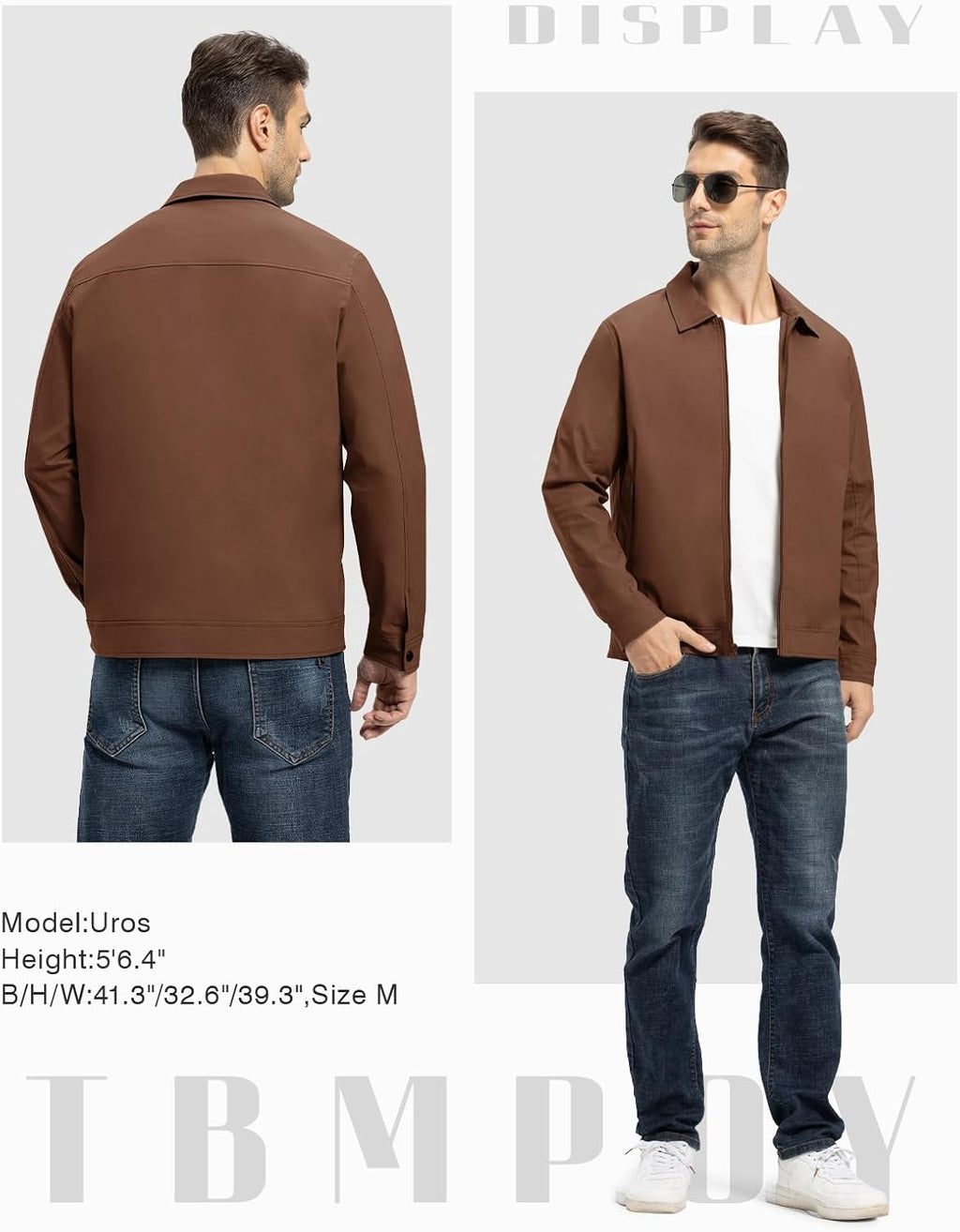 TBMPOY Mens Lightweight Jackets Light Windbreaker Full Zip Casual Work Jacket Golf Business Fall Track Coat with Pockets