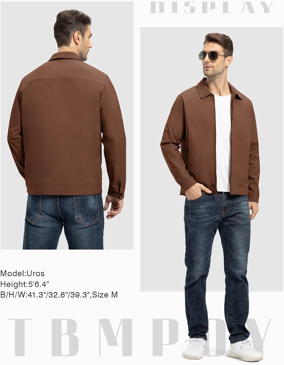 TBMPOY Mens Lightweight Jackets Light Windbreaker Full Zip Casual Work Jacket Golf Business Fall Track Coat with Pockets