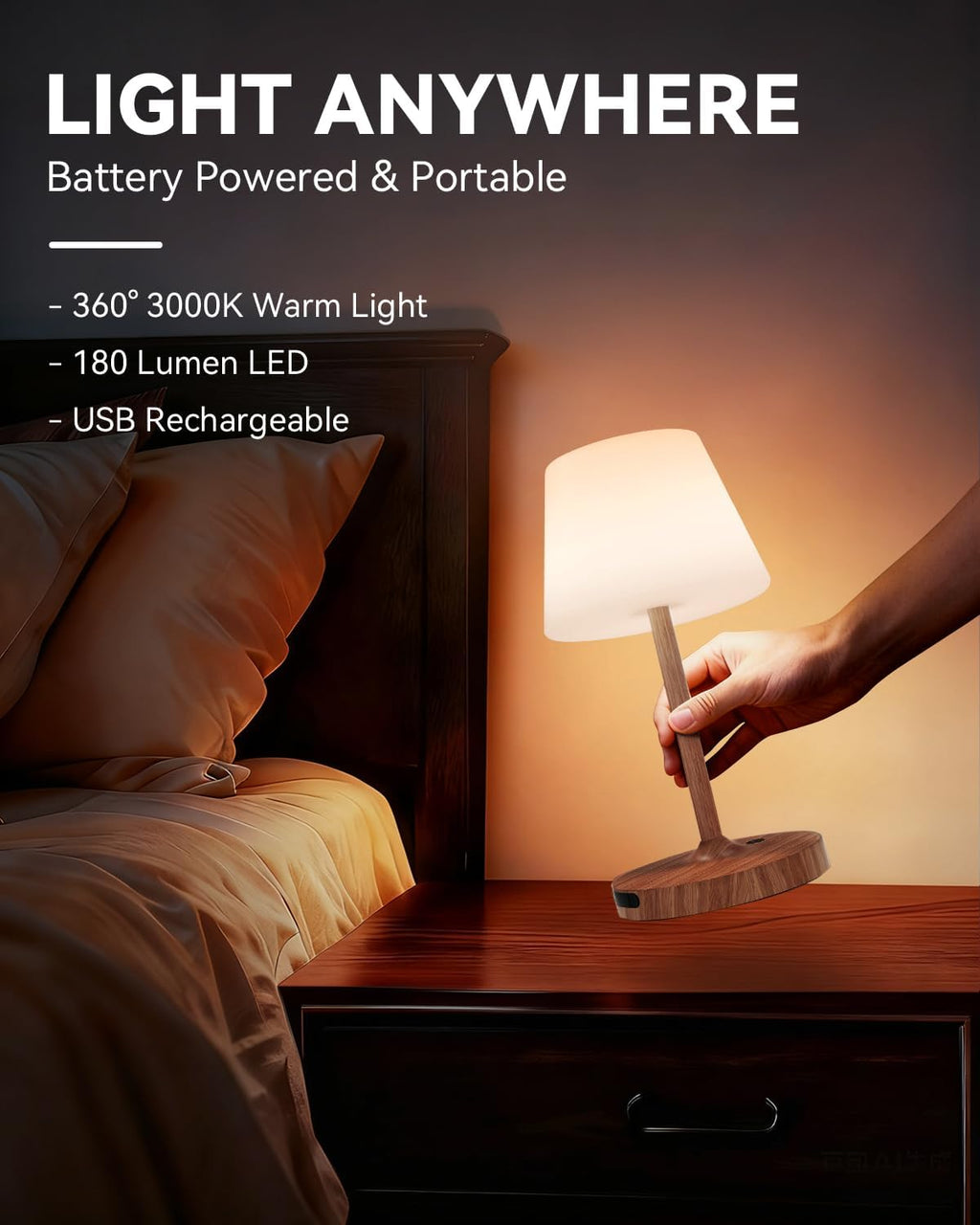 SAIWEYA Outdoor Waterproof Shower Lamp, 5200mAh Rechargeable Bathroom Lamp