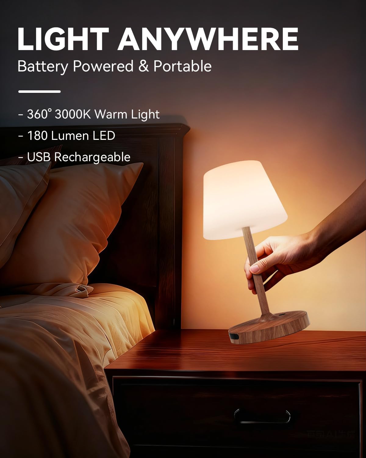 SAIWEYA Outdoor Waterproof Shower Lamp, 5200mAh Rechargeable Bathroom Lamp