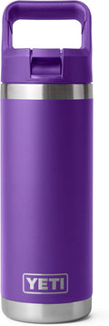 YETI Rambler 18 oz Bottle, Vacuum Insulated, Stainless Steel with Color Matching Straw Cap, Pace Purple