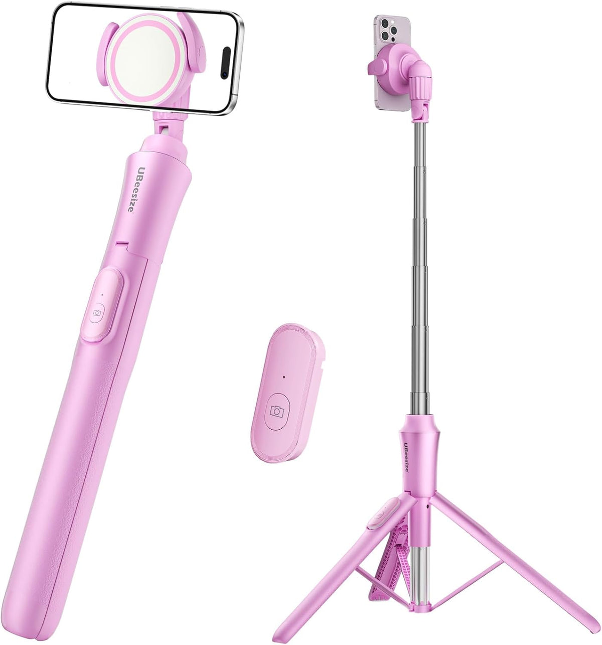 UBeesize 72'' Magnetic Tripod for iPhone with Remote, Extendable Cell Phone Tripod Stand, Compatible with MagSafe, Selfie Stick Tripod for iPhone 15 14 13 12 11 Series and Android Phones