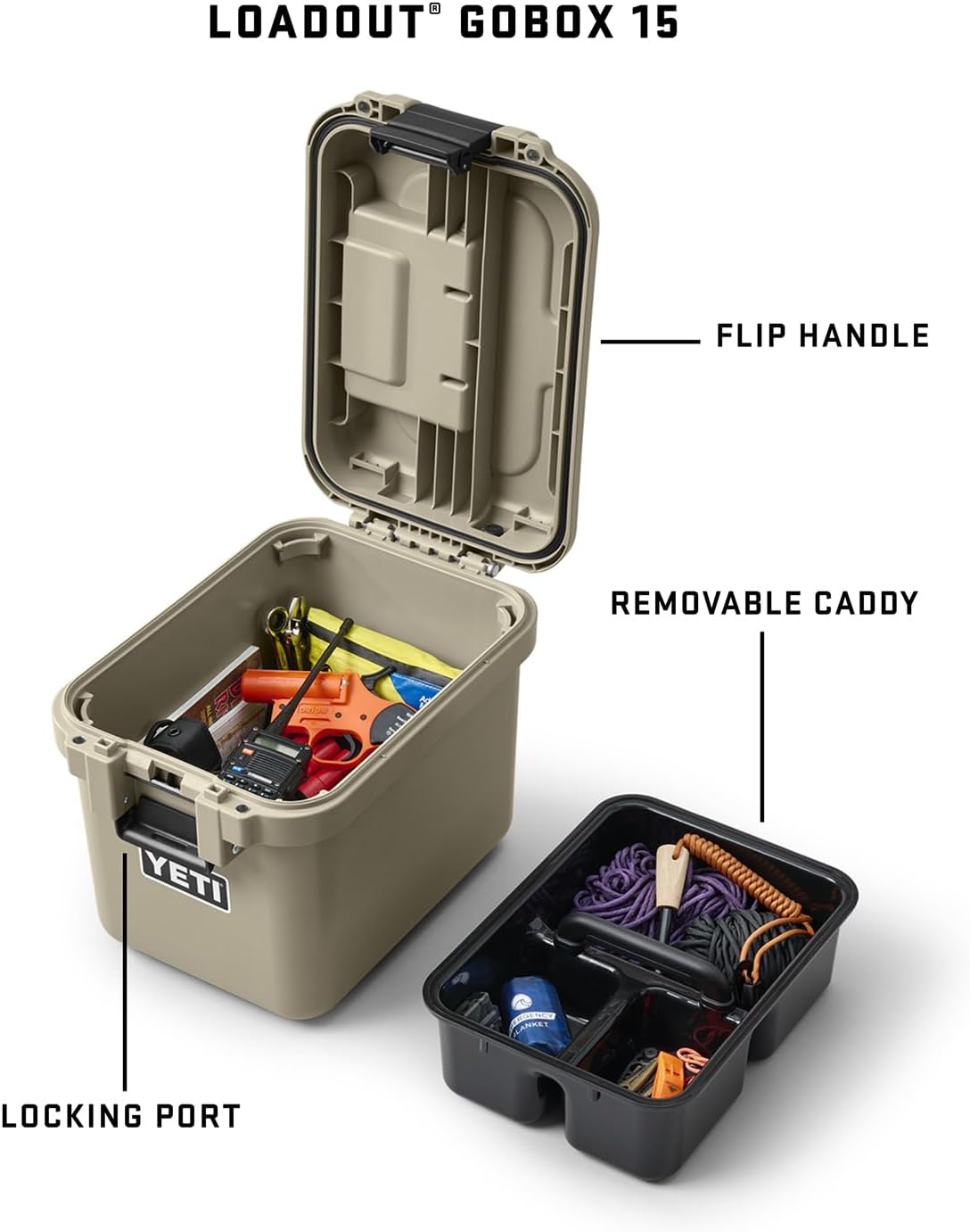 YETI LoadOut GoBox Collection, Divided Waterproof Cargo Case, Dry Box, Camera Case, Fishing Tackle Box