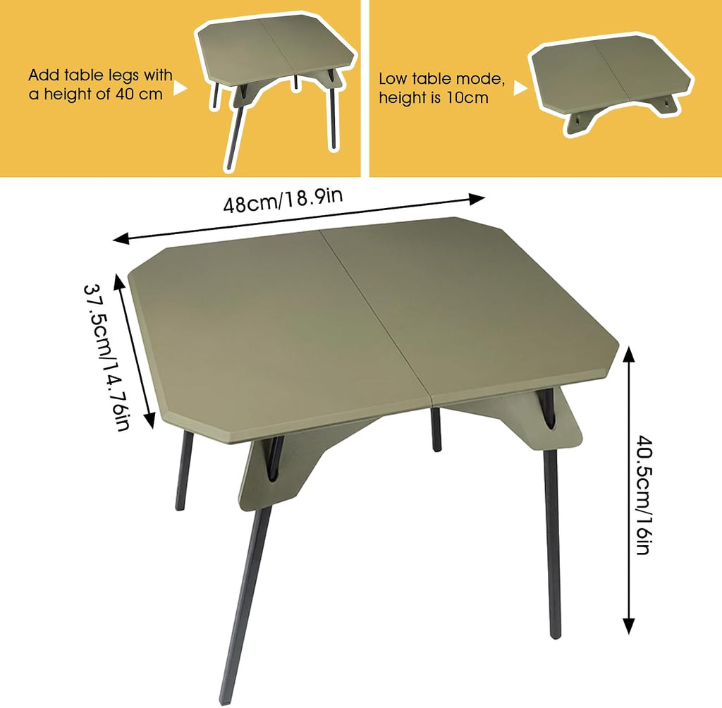 ele ELEOPTION Portable Small Folding Camping Table Aluminum Legs Green