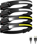 Bud K Headlamp Rechargeable 4Pack, 6 Mode Headlamps for Adults 1200Lumens LED Headlamp,230°COB Wide Beam Headlight Bright Headlamps Flashlight for Camping Accessories Gear, Hiking,Running