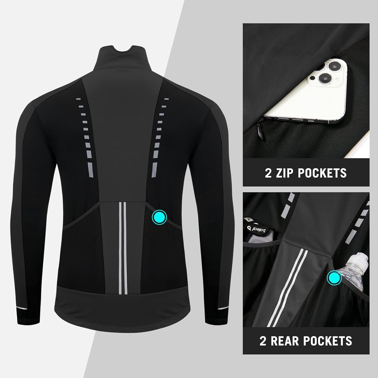 baleaf Men's Cycling Winter Jacket Windproof Softshell Thermal Warm Pockets
