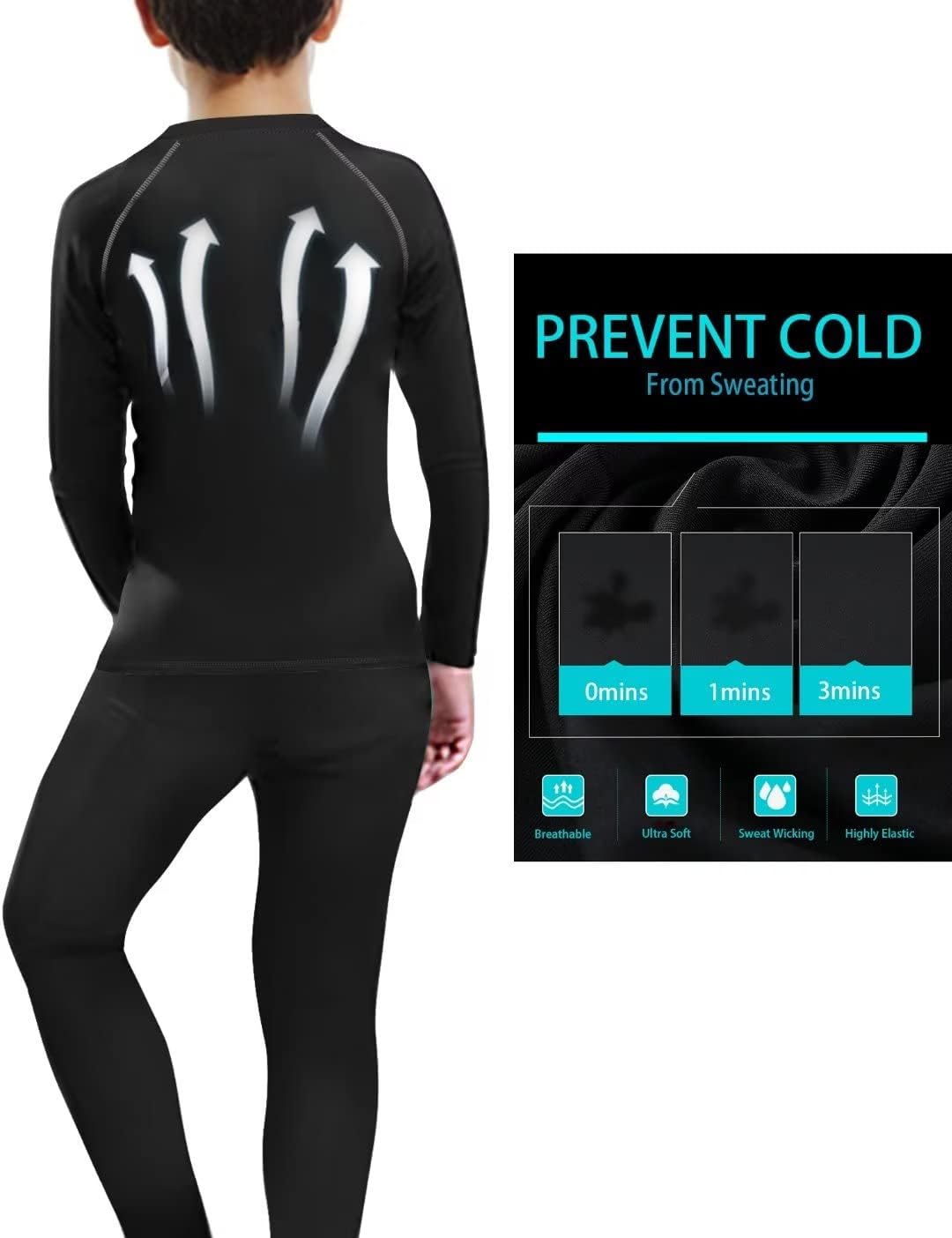 HOPLYNN 4 Pack Youth Boy's Compression Leggings Athletic Tight Pants