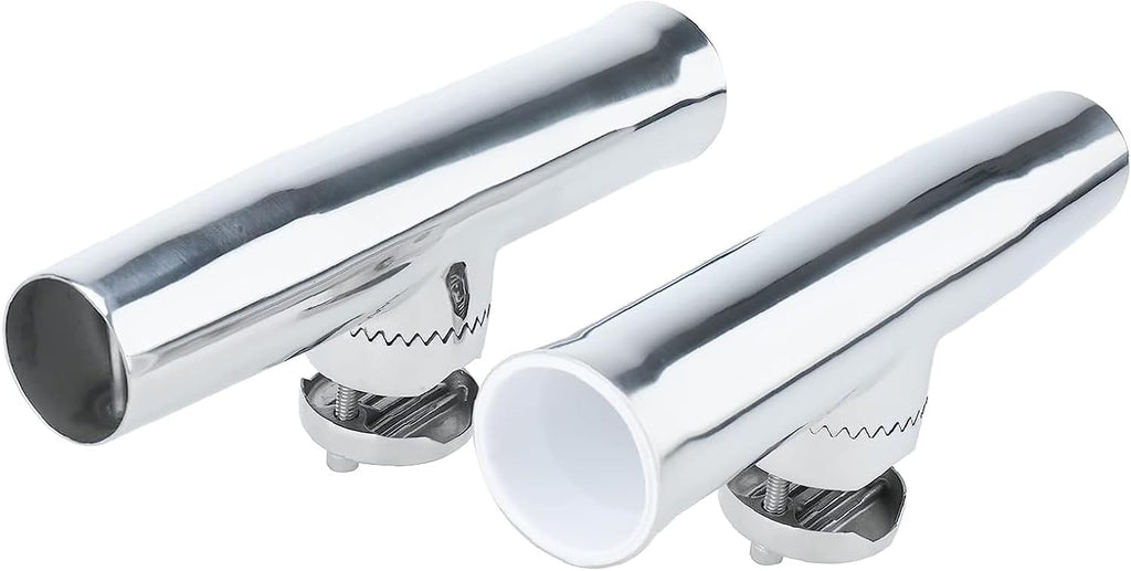 NovelBee 4pcs Stainless Tournament Style Clamp on Fishing Rod Holders,Rail Mount Fishing Rod Pole Holder for Marine Boat Yacht